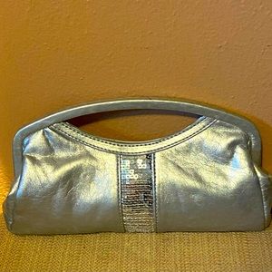 Candies silver sequin clutch with magnetic closure